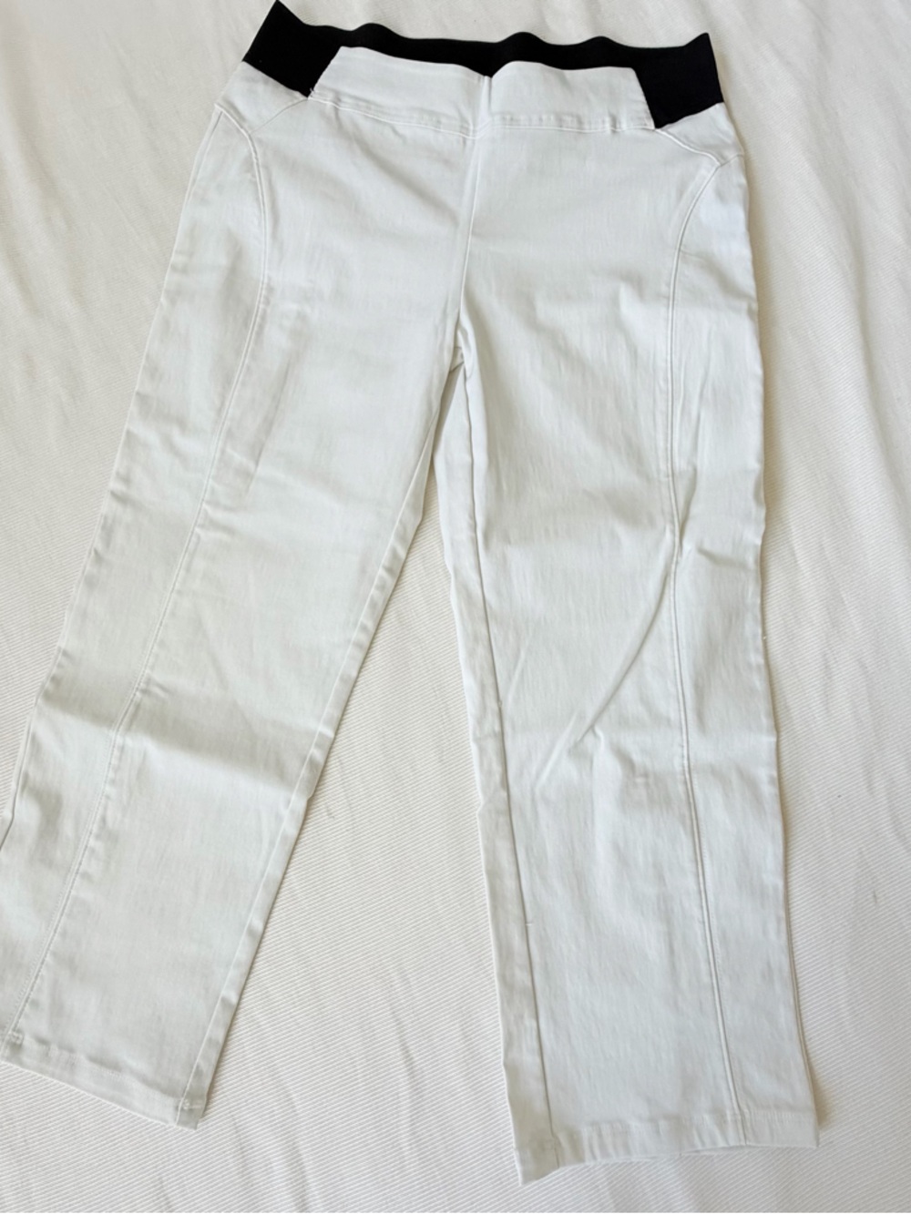 Simply Vera Wang Womens Crop Pants White Casual Stretchy Waist Small